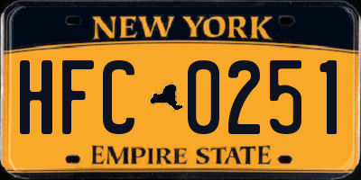 NY license plate HFC0251