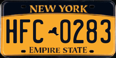 NY license plate HFC0283