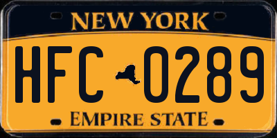 NY license plate HFC0289
