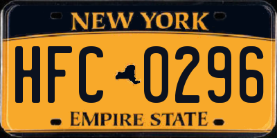 NY license plate HFC0296