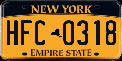 NY license plate HFC0318