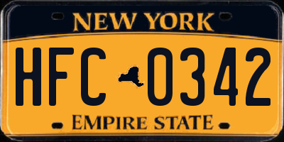 NY license plate HFC0342