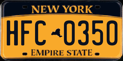 NY license plate HFC0350