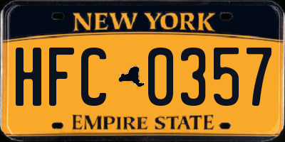 NY license plate HFC0357