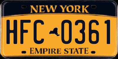 NY license plate HFC0361