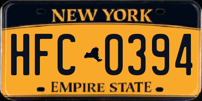 NY license plate HFC0394