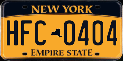 NY license plate HFC0404