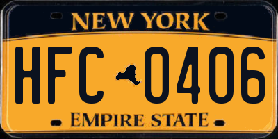 NY license plate HFC0406