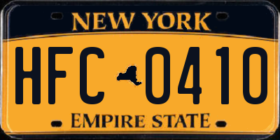NY license plate HFC0410