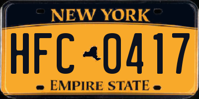 NY license plate HFC0417