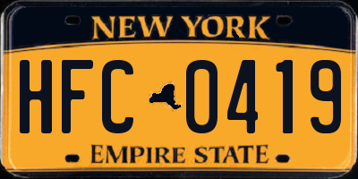 NY license plate HFC0419