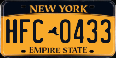 NY license plate HFC0433