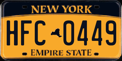 NY license plate HFC0449