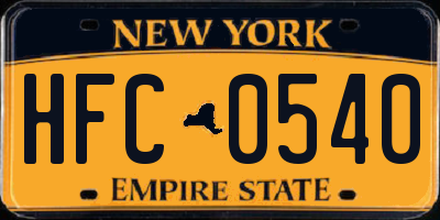 NY license plate HFC0540