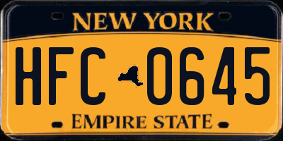 NY license plate HFC0645