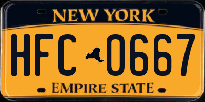NY license plate HFC0667
