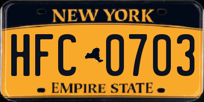NY license plate HFC0703