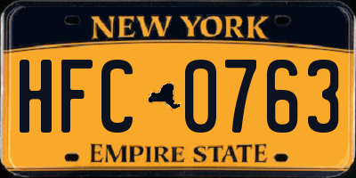 NY license plate HFC0763