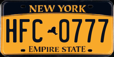 NY license plate HFC0777