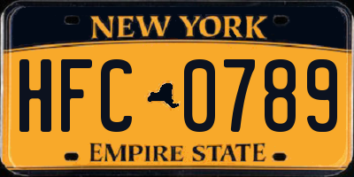 NY license plate HFC0789