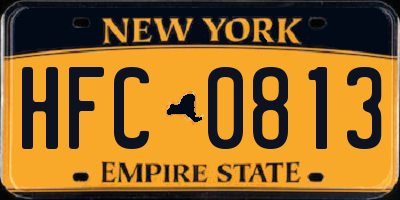 NY license plate HFC0813