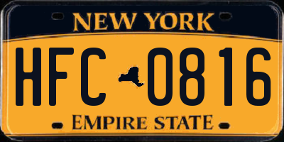 NY license plate HFC0816