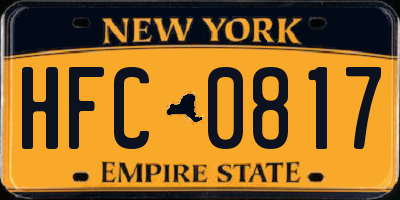 NY license plate HFC0817