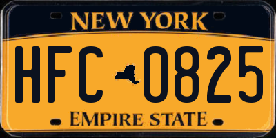NY license plate HFC0825