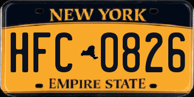 NY license plate HFC0826
