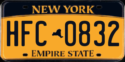 NY license plate HFC0832