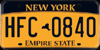 NY license plate HFC0840