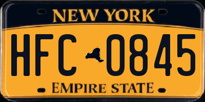 NY license plate HFC0845