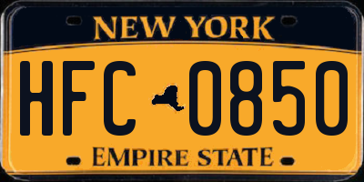 NY license plate HFC0850