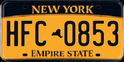 NY license plate HFC0853