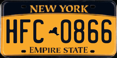 NY license plate HFC0866