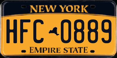 NY license plate HFC0889