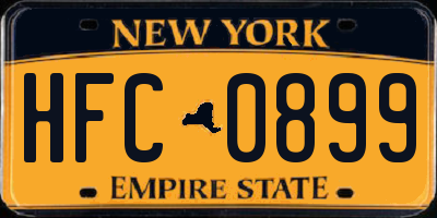 NY license plate HFC0899