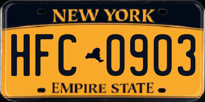NY license plate HFC0903