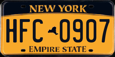 NY license plate HFC0907