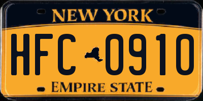 NY license plate HFC0910