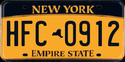 NY license plate HFC0912