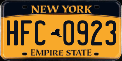 NY license plate HFC0923