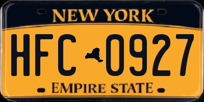 NY license plate HFC0927