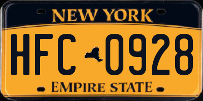 NY license plate HFC0928