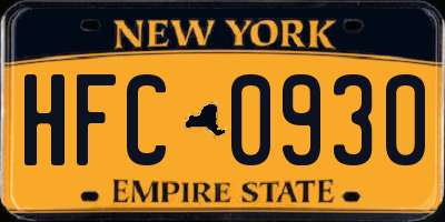 NY license plate HFC0930