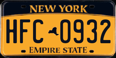 NY license plate HFC0932