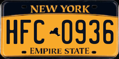 NY license plate HFC0936