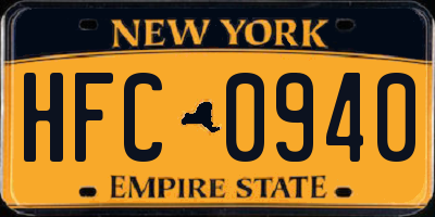 NY license plate HFC0940