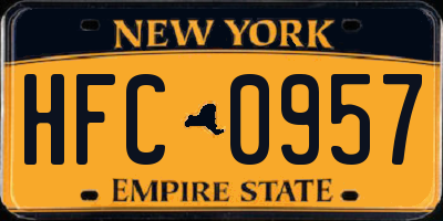 NY license plate HFC0957