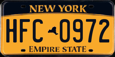 NY license plate HFC0972